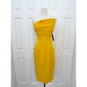 Posh Couture Womens Yellow 3 Layer Bust Cocktail Dress Small NWT